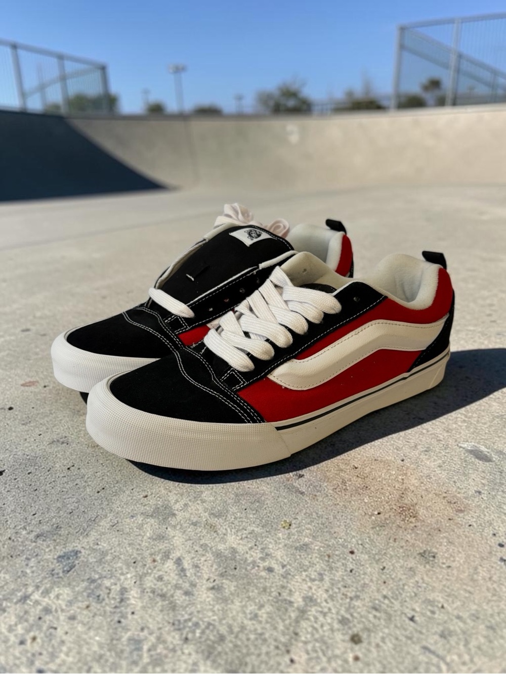 Vans Old Skool Low-Top Skate Sneakers — Black, Red, white size 12